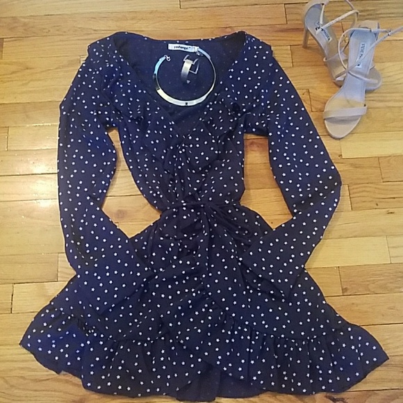 Blue ruffle dress with star pattern - Picture 2 of 3